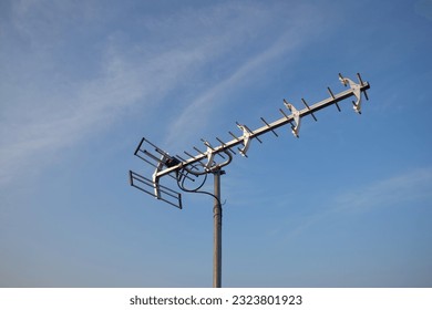 An antenna for a television that is placed in an area outside the house to reach more signals.