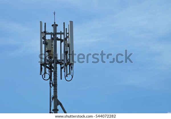 Antenna Tower Repeater Communication Telecommunication Blue Stock Photo ...