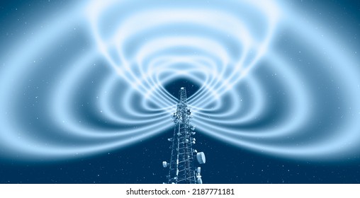 Antenna tower of telecommunication and Phone base station with TV and wireless internet antennas  - Shutterstock ID 2187771181