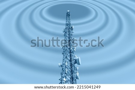 Antenna tower of telecommunication and Phone base station with TV and wireless internet antennas 