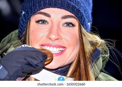 Anterselva (BZ), Italy, February 16 2020 Medaglia D'oro For Dorothea Wierer During IBU World Cup Biathlon 2020 - Women 10 Km Pursuit Biathlon