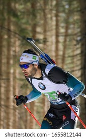 Anterselva (BZ), Italy, February 22 2020 Martin Fourcade (fra) In Action During IBU World Cup Biathlon 2020 - Male Relay Biathlon