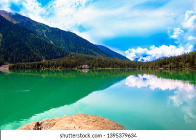 The Antholzer See (Italian: Lago di Anterselva) a little lake in South Tyrol, Italy
