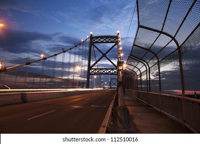Anthony Wayne Bridge in Toledo, Ohio. Seen at sunset.