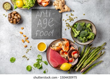 Anti Aging Food Concept. Clean Eating, Top View