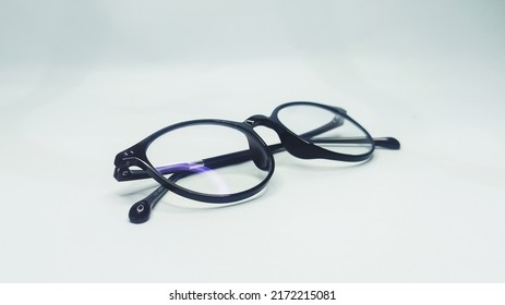 Anti Blue Ray Glasses With Black Frame On White Background