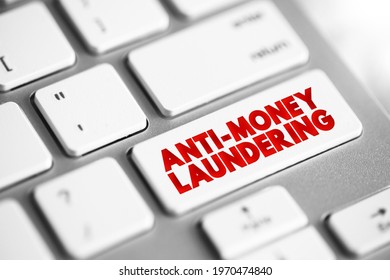 Anti Money Laundering Text Button On Keyboard, Business Concept Background
