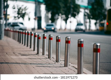 Anti parking bollard in the city