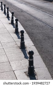 Anti Parking Bollard On The Sidewal