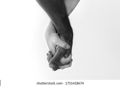 Anti Racism And Black Lives Matter. White, Black Couple Holding Hands.