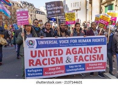 Anti Racism Protest On The Streets Of London. London - 19th March 2022