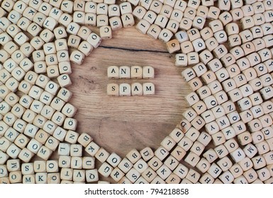 Anti Spam Name In Letters On Cube Dices On Table