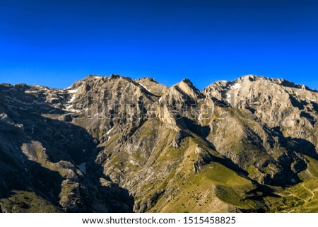 Similar – Image, Stock Photo Panorama with Schoebiel SAC mountain hut and matterhorn