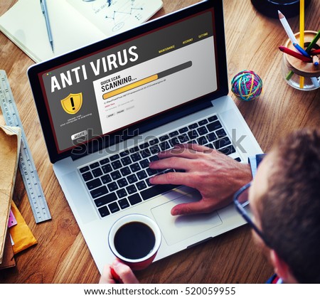 Anti virus Alert Firewall Hacker Protection Safety Concept