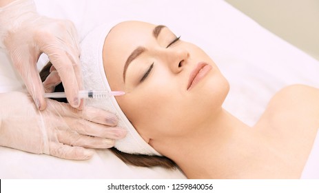 Anti wrinkle surgery. Beauty young woman injection. Facial treatment.