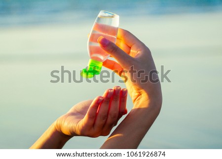 antibacterial agent in the hand. concept of cleanliness and health