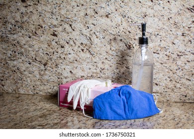 Antibacterial Bottle With A Mouthpiece And A Latex Glove Box