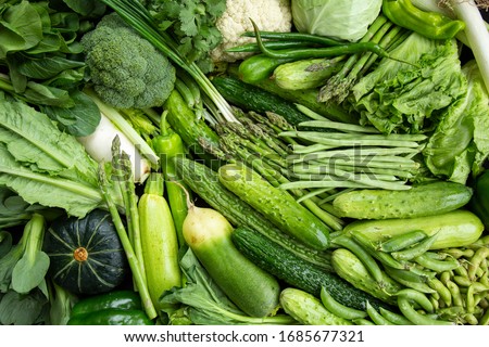 Anti-cancer diet set of green vegetables and healthy food