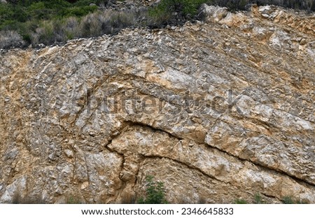 Anticline exposed in road cut (jurassic limestone).