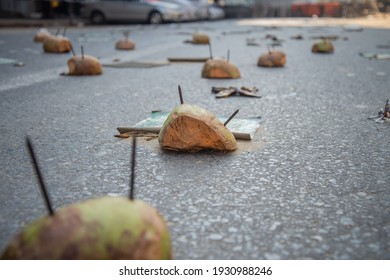 Anti-coup Protesters Set Up Their Own Traps To Prevent A Violent Arrest By Police During Against The Military Coup In Yangon, Myanmar On 07 March 2021.