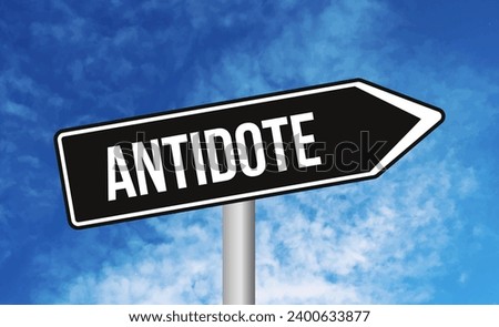 Antidote road sign on sky background