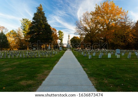 At the Antietam National Cemetery in Sharpsburg, Maryland, USA, on a sunny Evening in Fall