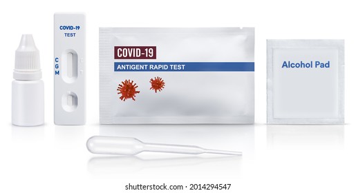 Antigen rapid test packaging isolated on white background

