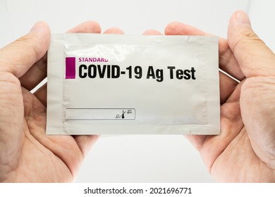 Antigen test kits. Rapid kits of Covid-19 Ag test. COVID-19 virus disease healthcare check,Coronavirus global pandemic outbreak crisis,Rapid Strep Test RST kit,Quick Antigen Detection Testing