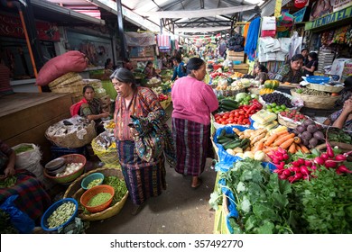 Antigua, 17 March 2015, Guatemala, Two Women In The Market
