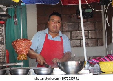 Antigua, Guatemala-2 April 2020: A Local Man Sells Food 