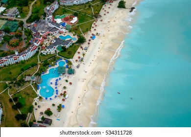 Antigua's beaches from helicopter