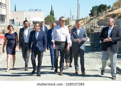 Antioch, CA - August 11, 2022: California Governor Newsom Walking To Press Conference To Announce Water Supply Strategies For CA, Which Include The Construction Of A Brackish Water Desalination Plant.