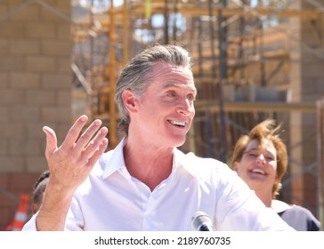 Antioch, CA - August 11, 2022: California Governor Newsom Speaking At A Press Conf To Announce Water Supply Strategies For CA, Which Include The Construction Of A Brackish Water Desalination Plant