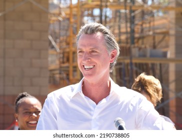 Antioch, CA - August 11, 2022: California Governor Newsom Speaking At A Press Conf To Announce Water Supply Strategies For CA, Which Include The Construction Of A Brackish Water Desalination Plant