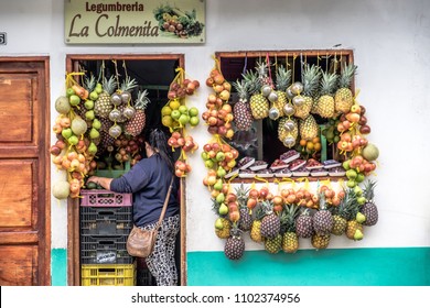 Jardín, Antioquia / Colombia - 04/27/2018
Fruits Vendor In The Street 