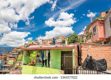  Medellín, Antioquia / Colombia August 07, 2017. La Commune No. 13 San Javier Is One Of The 16 Communes Of The City Of Medellín, Colombia. It Is Located West Of The Western Central Zone Of The City