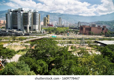 Medellín, Antioquia / Colombia - January 6, 2020. Parks Of The River And EPM Smart Building