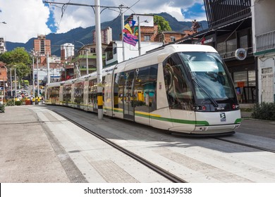 Medellín, Antioquia / Colombia - March 15, 2017. The Medellín Tramway Is A Means Of Rail Transport, Urban Electric Passenger And Operates In The City Of Medellín.