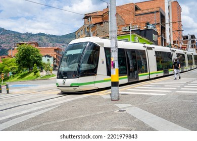 Medellín, Antioquia, Colombia - May 14, 2019. The Medellín Tramway Is A Means Of Urban, Electric, And Passenger Rail Transportation That Operates In The City Of Medellín 