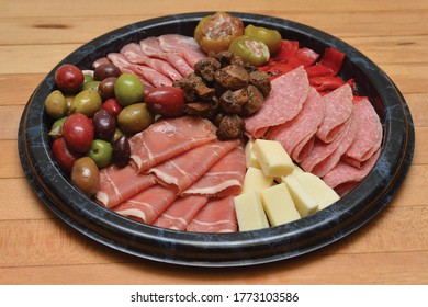 Antipasto Cheese And Meats Deli Tray Olives And Stuffed Peppers