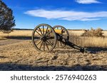 Antique 19th century canon in the old Fort Union Army Post of New Mexico along the old Santa Fe Trail, USA. Fort Union National Monument.