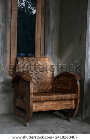 Antique ancient chairs made of wood and rattan