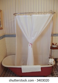 Antique Bath Tub With A Shower Liner