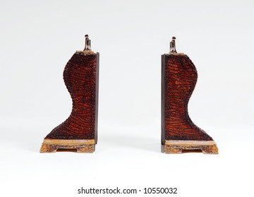 Antique Book Ends Covered In Leather