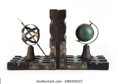 Antique Book Ends On A White Background