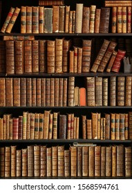 Antique Books On Bookshelf In A Library