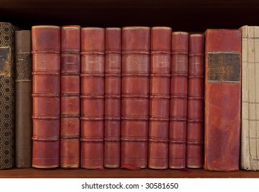 Antique books in a row