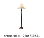 Antique brass vintage floor lamp isolated on white background