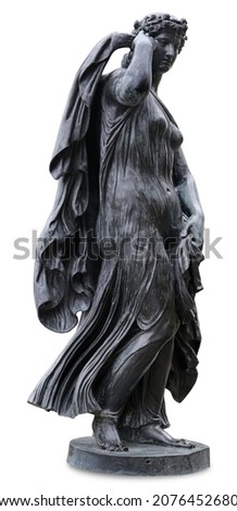 Antique bronze statue of Terpsichore isolated on white background. Design element with clipping path