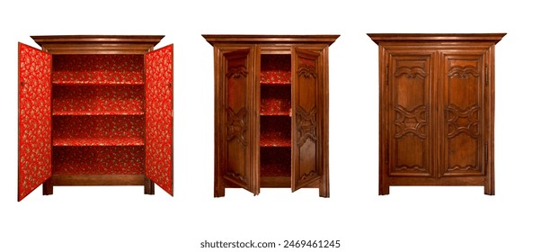 Antique cabinet open, half-open and closed - Powered by Shutterstock